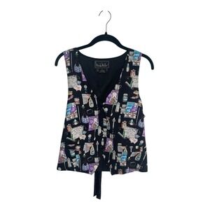 1990s Vintage Nicole Miller Baby Shower Print Vest Waistcoat Size L